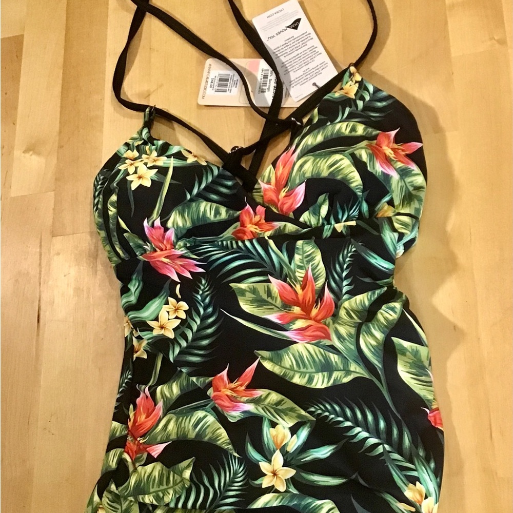 NWT CALIA By Carrie Underwood Swim Collection Black Floral Bikini SZ  XS…